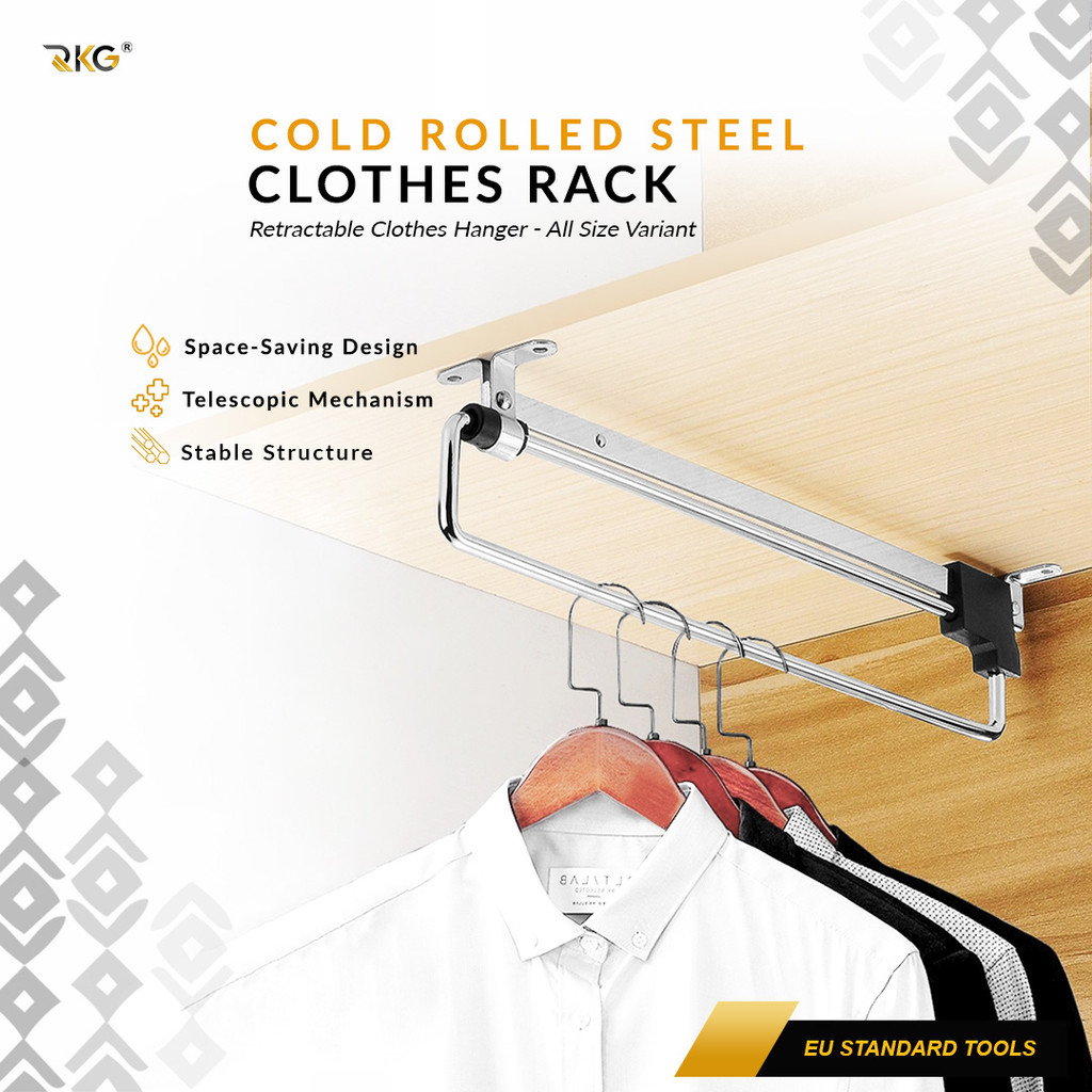 ID RKG REL TELESKOPIK GANTUNGAN LEMARI PAKAIAN PULL OUT RACK CABINET