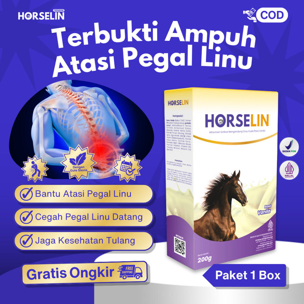 

Susu Kuda Liar Horselin - Atasi Nyeri Sendi Tulang Dan Pegal Linu 1 Box 200gram