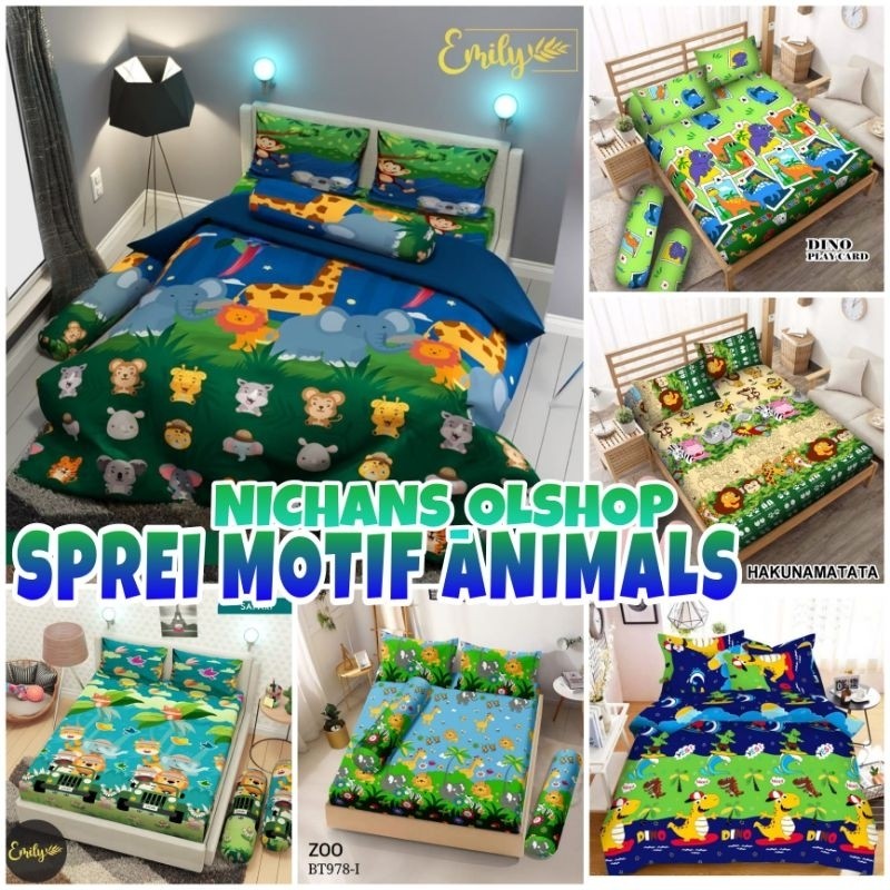 HABISIN STOK SEPRAI KARAKTER MOTIF ANIMALS KARTUN BINATANG LUCU BAHAN KATUN HALUS TIDAK LUNTUR UK 12