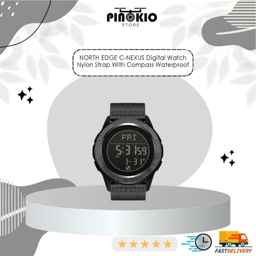 442 NORTH EDGE C-NEXUS Digital Watch Nylon Strap With Compass Waterproof