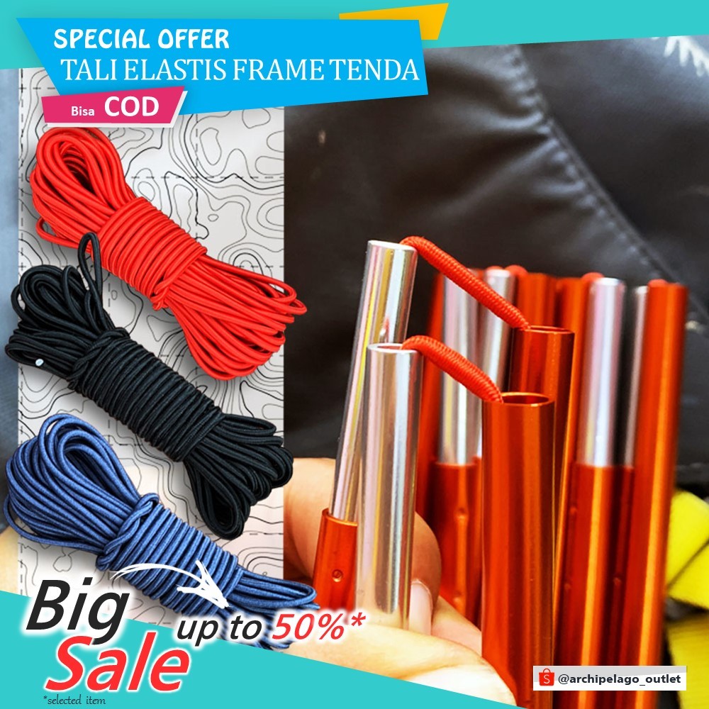 Tali Karet Frame Tenda Fiber Alloy - Elastis Frame Dome Kapasitas 2 4 Dan 6 Orang