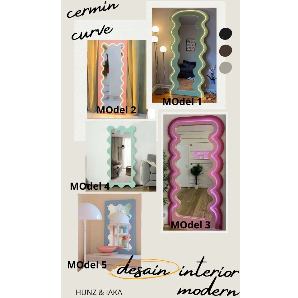 Cermin Aesthetic Curve Viral Standing Mirror 160x60cm