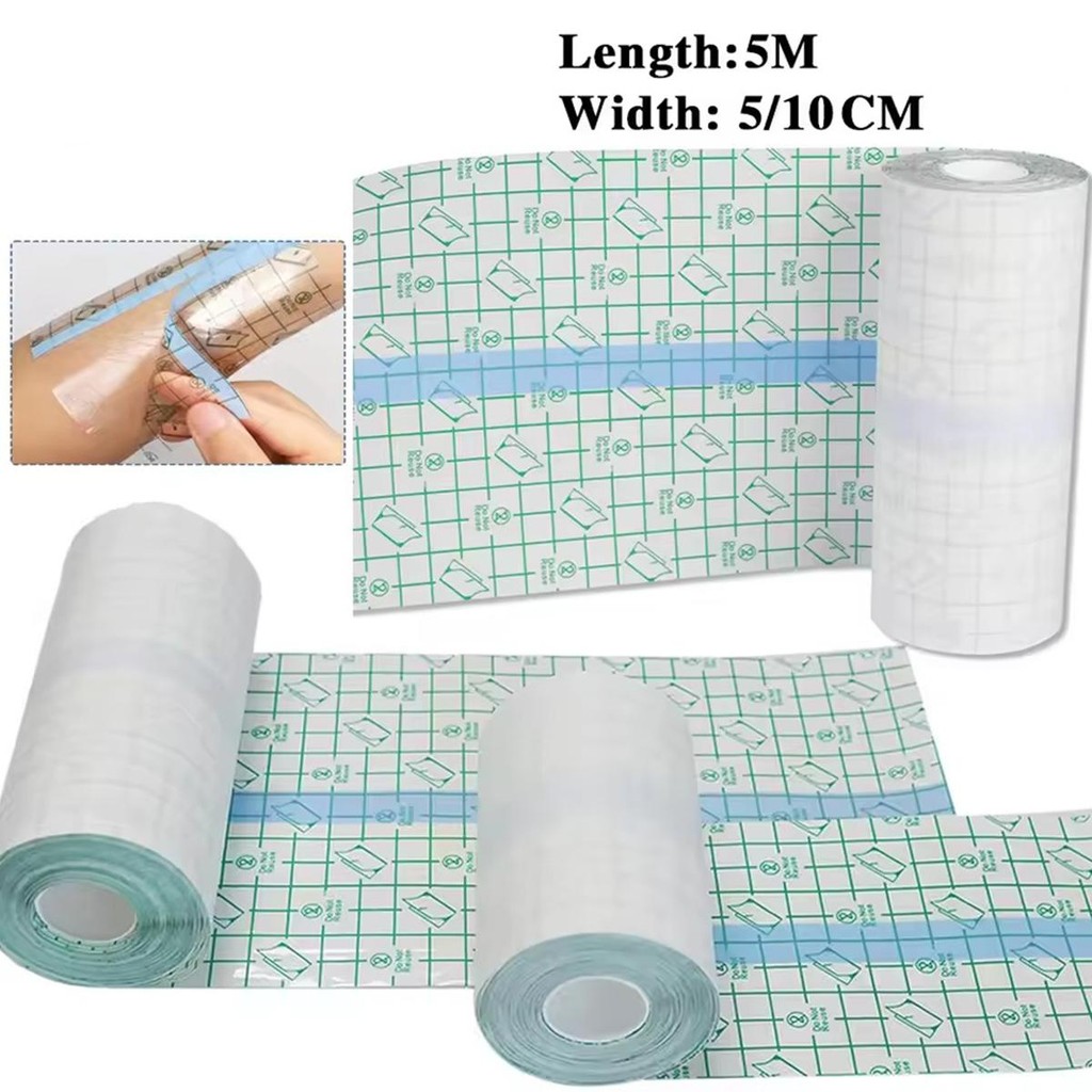 1Roll Plester luka transparan anti air Film TPU plester anti air transparan Anti alergi Pita fiksasi