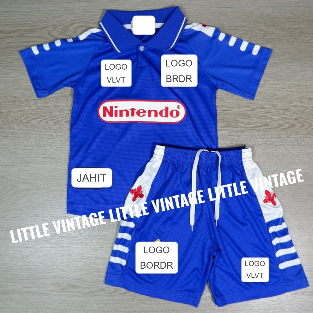NEW 1 SET SETELAN JERSEY RETRO ANAK ANAK FIORENTINA HOME  - BAJU BOLA KIDS - CELANA BOLA ANAK ANAK P