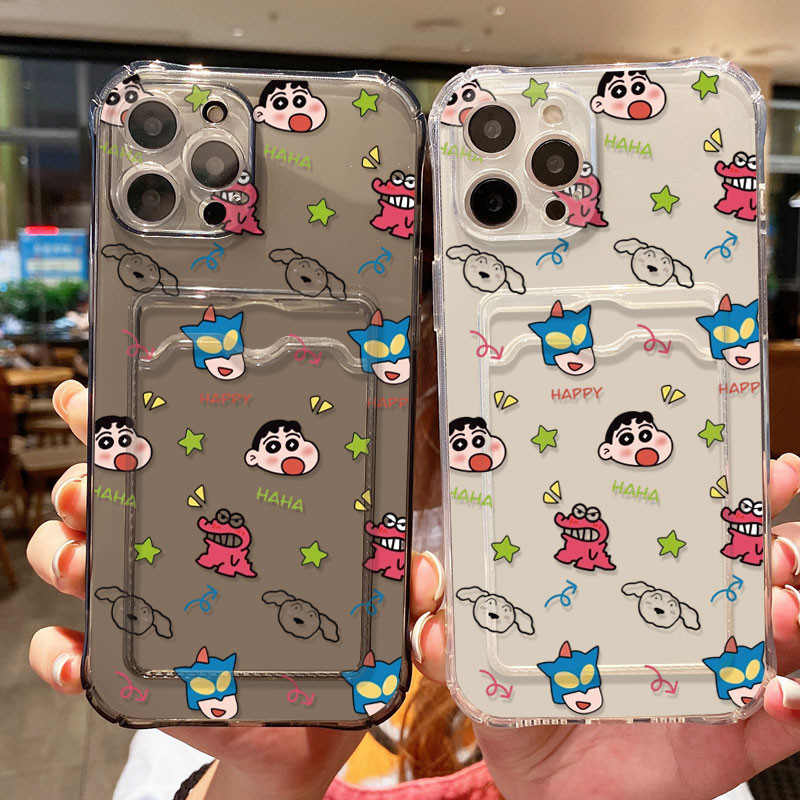 Casing Shin-chan Moments Card Phone Case Transparent Card Holder Phone Case for Vivo V30 Pro V30 SE 