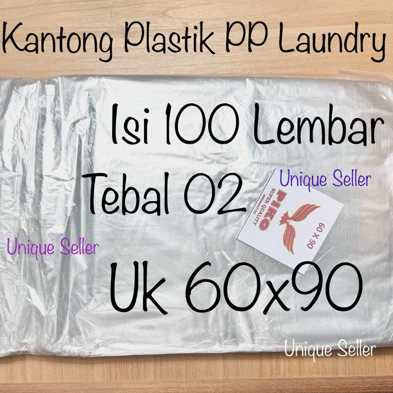 [Isi100] Plastik Laundry PIKO 60x90 Tebal 02 / Kantong Plastik PP Uk 60 x 90 x 02 / Plastik Opp Tipi