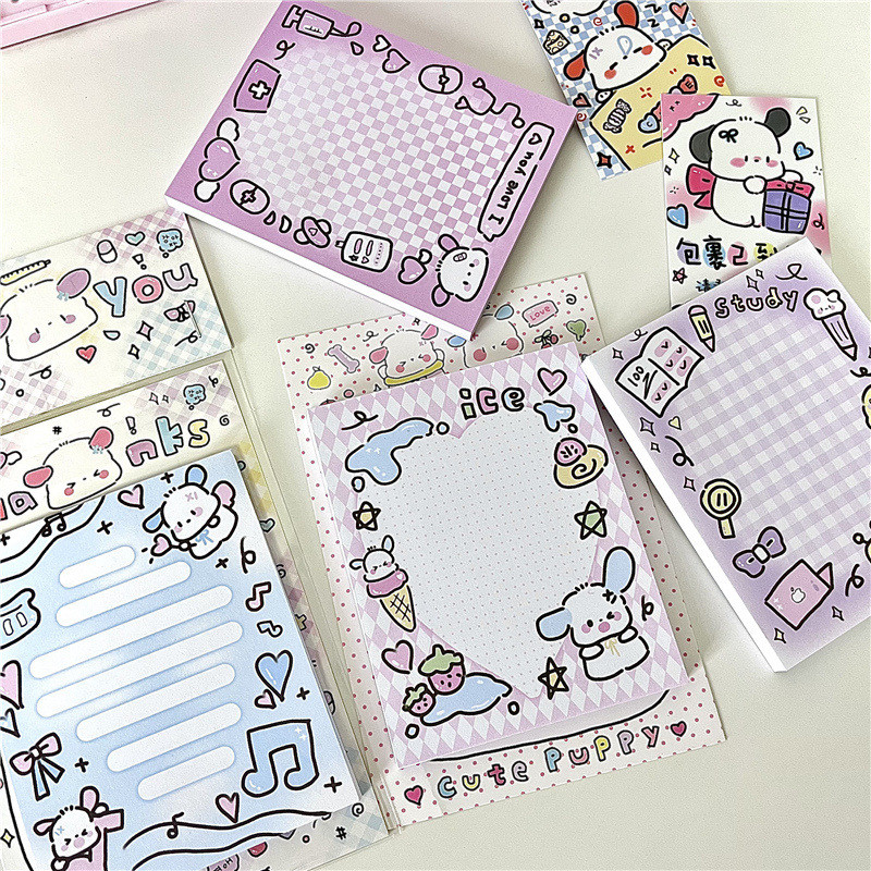 

50 Sheets Korean Ins Cute Puppy Memo Pad Scrapbooking Journal Collage DIY Notepads Office Leave Message Notes Kawaii Stationery