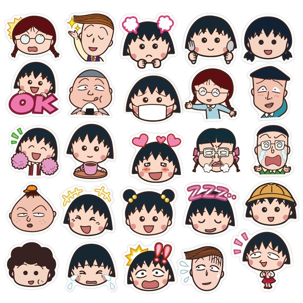 

50 Pcs Sticker Chibi Maruko Chan Vinyl Waterproof untuk Tempelan Laptop Tumbler HP Koper DIY [13]
