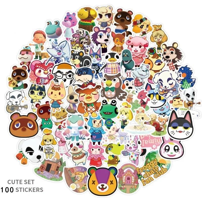 

100Pcs/Set Animal Stickers Kawaii Bear Rabbit Dog Characters Water Bottles Decoration Cute DIY Doll House Playset Pegatinas