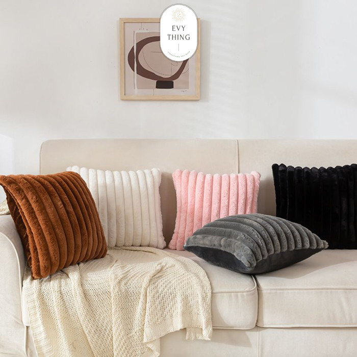 ✨READY✨ -EvyThing Sarung Bantal Sofa Bludru Timbul Mewah 40x40 - Pink, 40x40