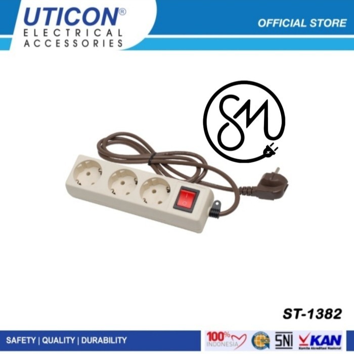 Stop Kontak Uticon ST-1382 3 lubang Cok sambung