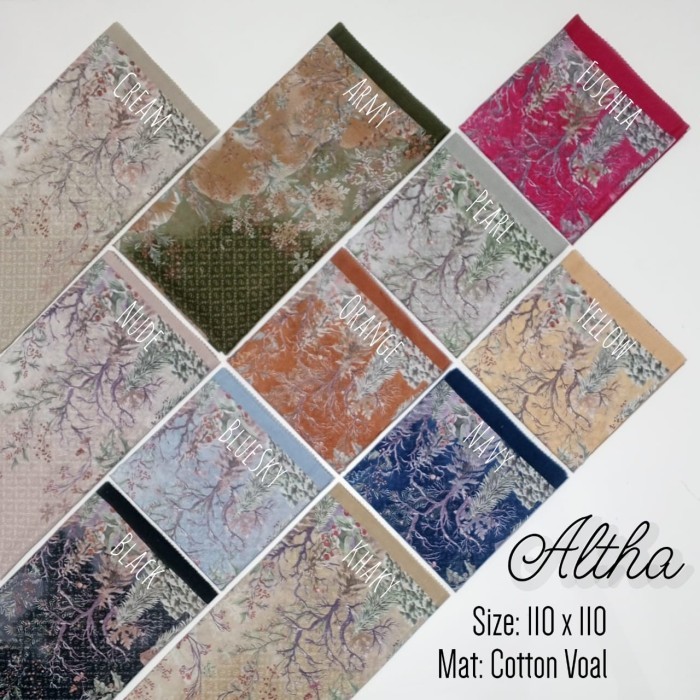 Hijab (Altha) jilbab kerudung segiempat motif blue sky biru muda voal premium lacercut