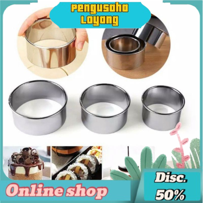 Azk- Ring burger bulat ring roti stainless steel ukuran 8cm 10 cm 12cm
