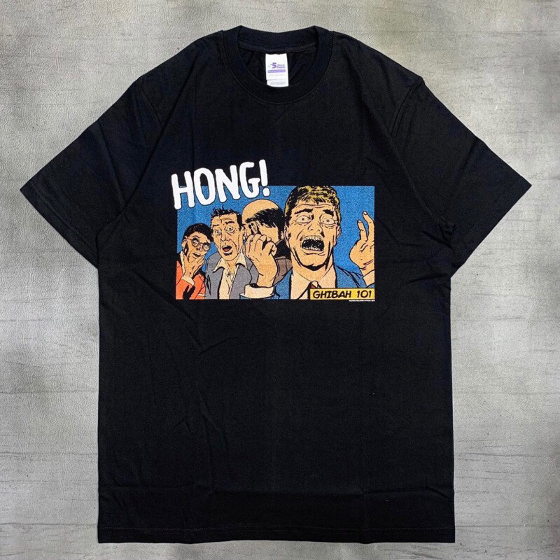 Tshirt HONG - GHIBAH 101 Black Cotton combad 24s tebal