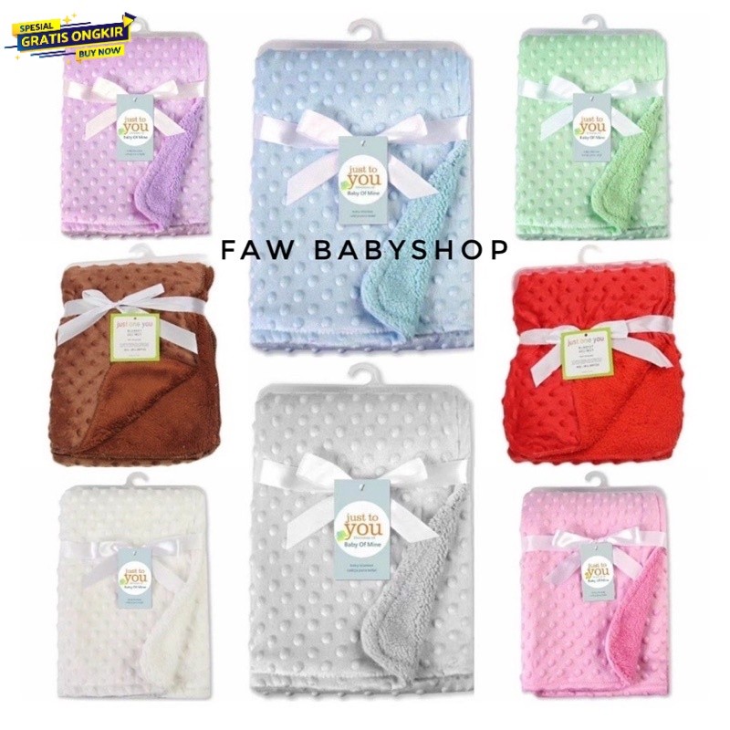 Selimut Bayi Double Fleece Bubble Minky Dot Polos Bahan / Baby Blanket / selimut bayi halus lembut