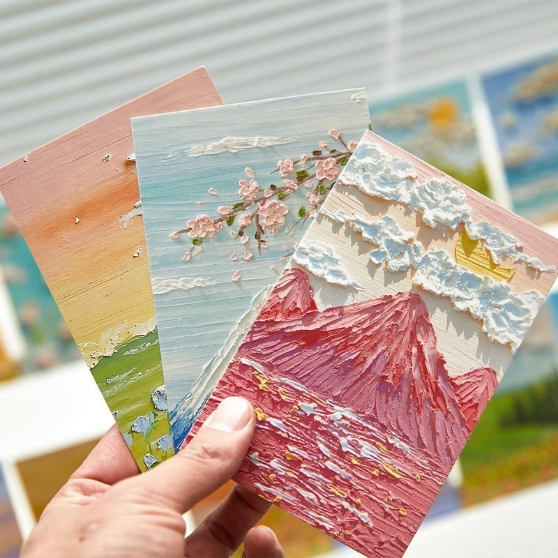 

Postcard Kartu Ucapan Greeting Card Creative Oil Painting Illustration Hand Painted Birthday Greeting Card Message