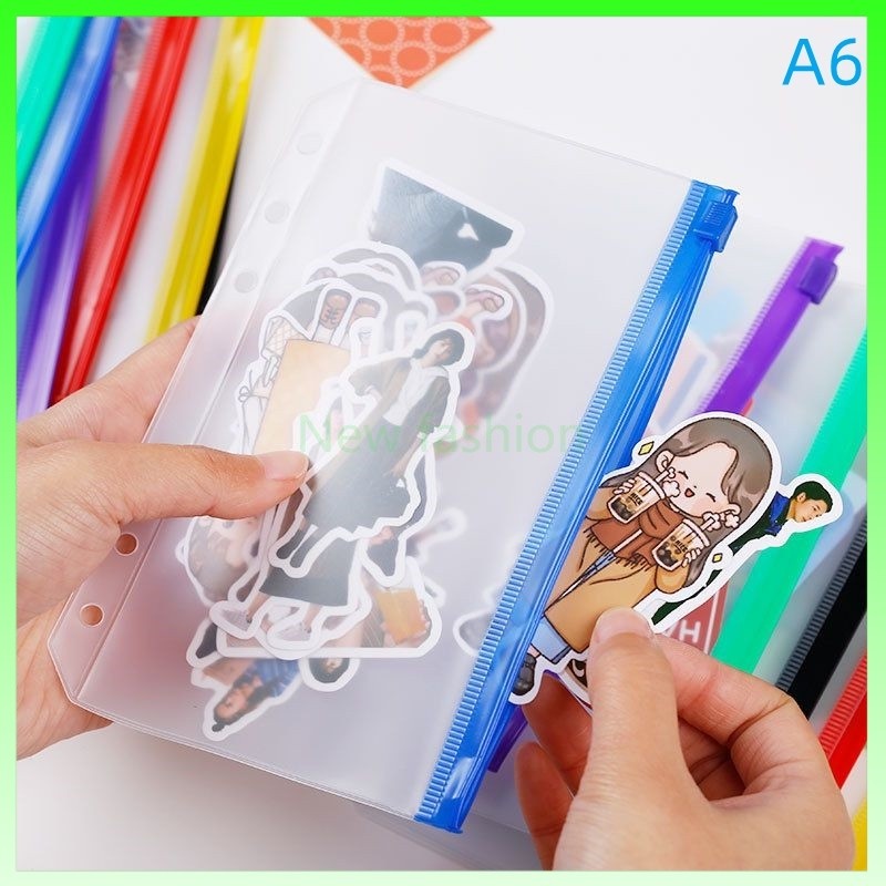 

ziplock binder a6/a5/Kantong Serbaguna Pouch Zipper Ziplock Warna Binder 6 Ring