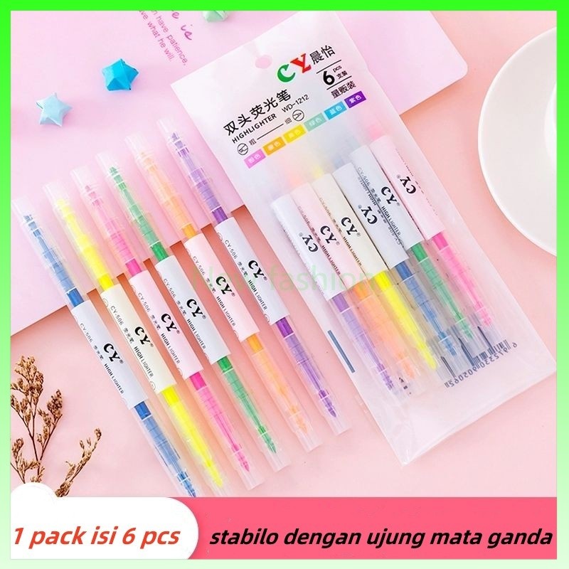 

stabilo/stabilo warna warni/ stabilo 6warna /1set stabilo isi 6pcs dengan warna berbeda