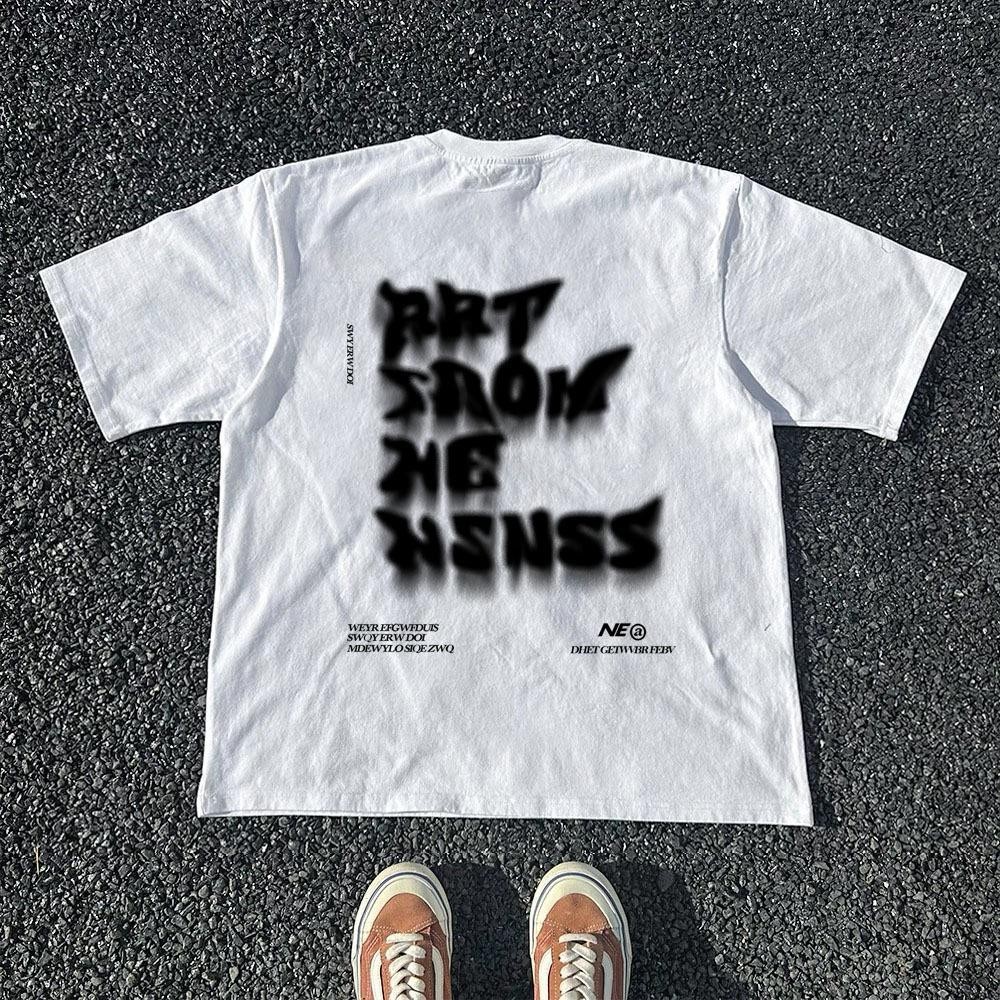 BOOMBAP STREET Style T-shirt Oversize Blurred letters | Kaos Wanita Putih | Kaos pria dan wanita Cre