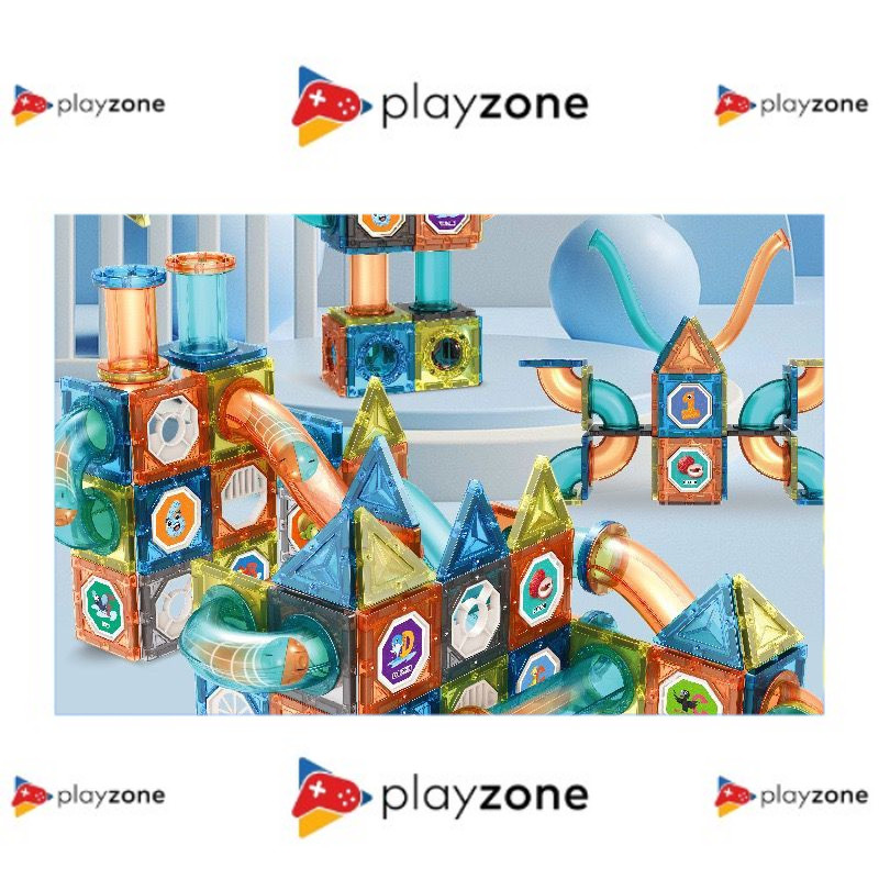 Mainan Edukasi Kepingan Plat Magnetic Set Bola Rail  Magnet 3d Paradise Tiles  Mainan Magnet Susun