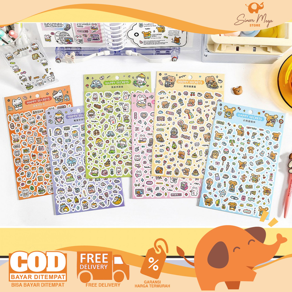 

Happy Secrets Animal Diary Deco Stickers - Stiker Mini Deco Murah