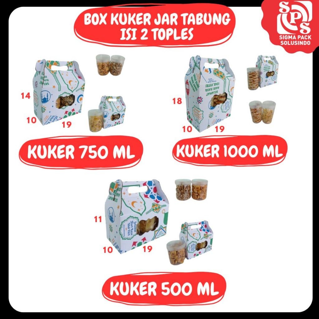 

Box Kuker Jar Isi 2 19x10x11 / 19x10x14 / 19x10x18 Toples 500ml/750ml/1000ml Kardus Kue Kering / Idul Fitri /Hampers / Lebaran / Gable Box Polos/Motif/ Kue Kering VICTORY JPN