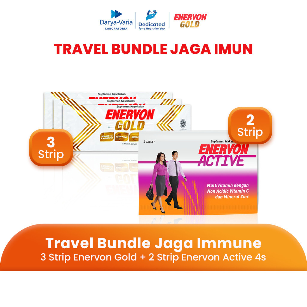 Enervon Travel Bundle Jaga Immune (3 Strip Enervon Gold + 2 Strip Enervon Active)