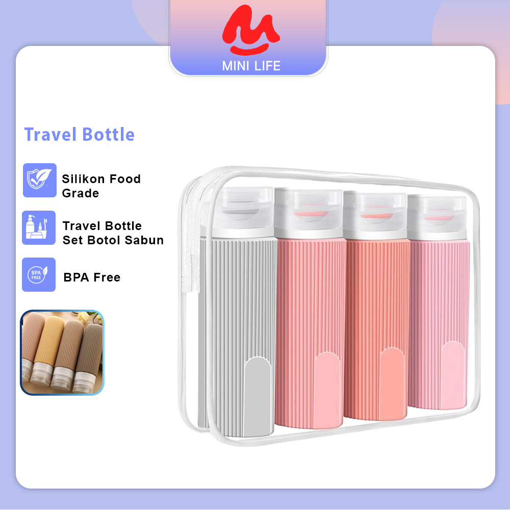Botol Sabun Travel / Botol Shampoo Portable / Botol Travel Kit Set / Travel Set Isi 6Pcs Toiletries 