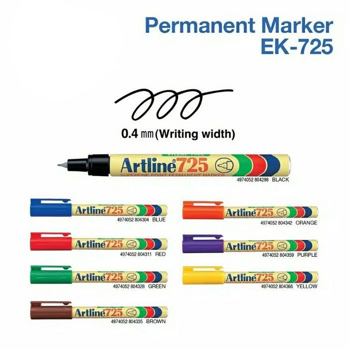 

Spidol Artline EK-725 Permanent Marker Original - Hitam