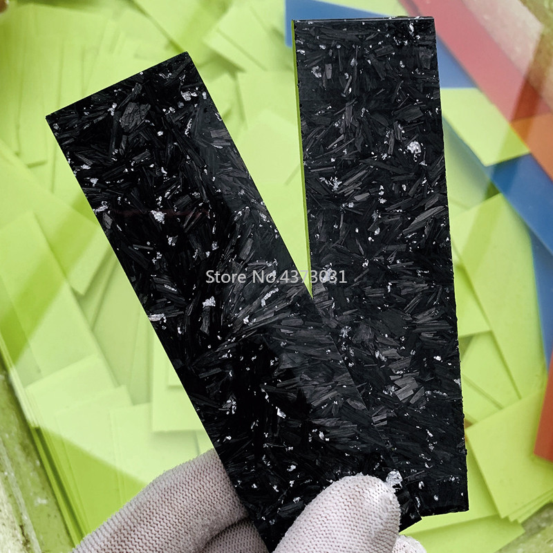 

2Pcs CF Carbon Fiber Black Marble with Resin for DIY Knife Handle Material Silver Foil Powder Compression Patch Plate 135X40X4mm