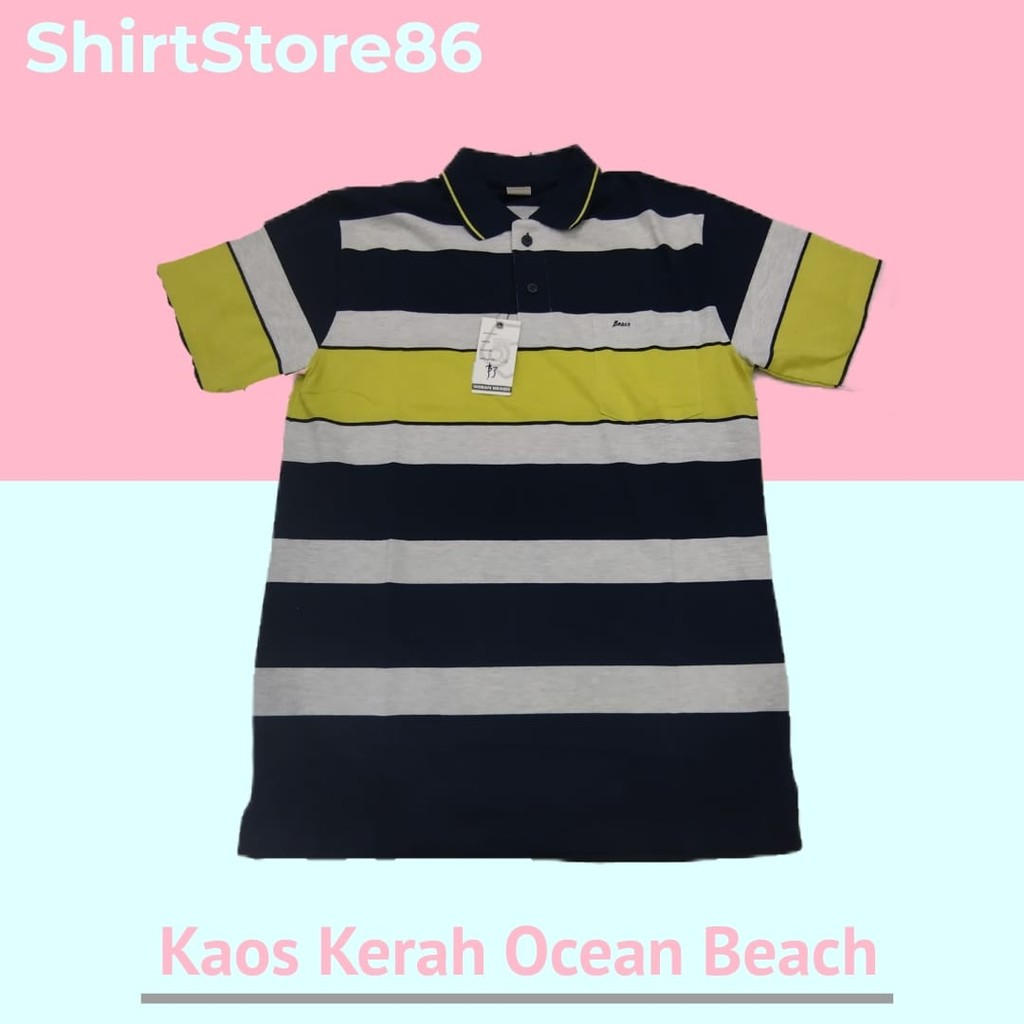 Kaos Kerah Ocean Beach Cowok Lengan Pendek