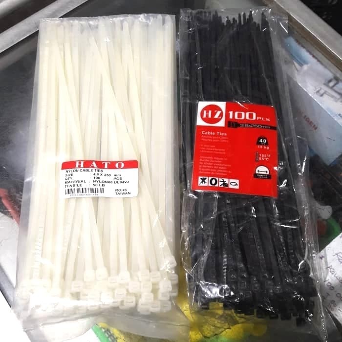 

⭐BISA COD⭐ KABEL TIES NO 25 UKURAN 250MM / 25CM ISI 100PCS PENGIKAT FIBER Putih