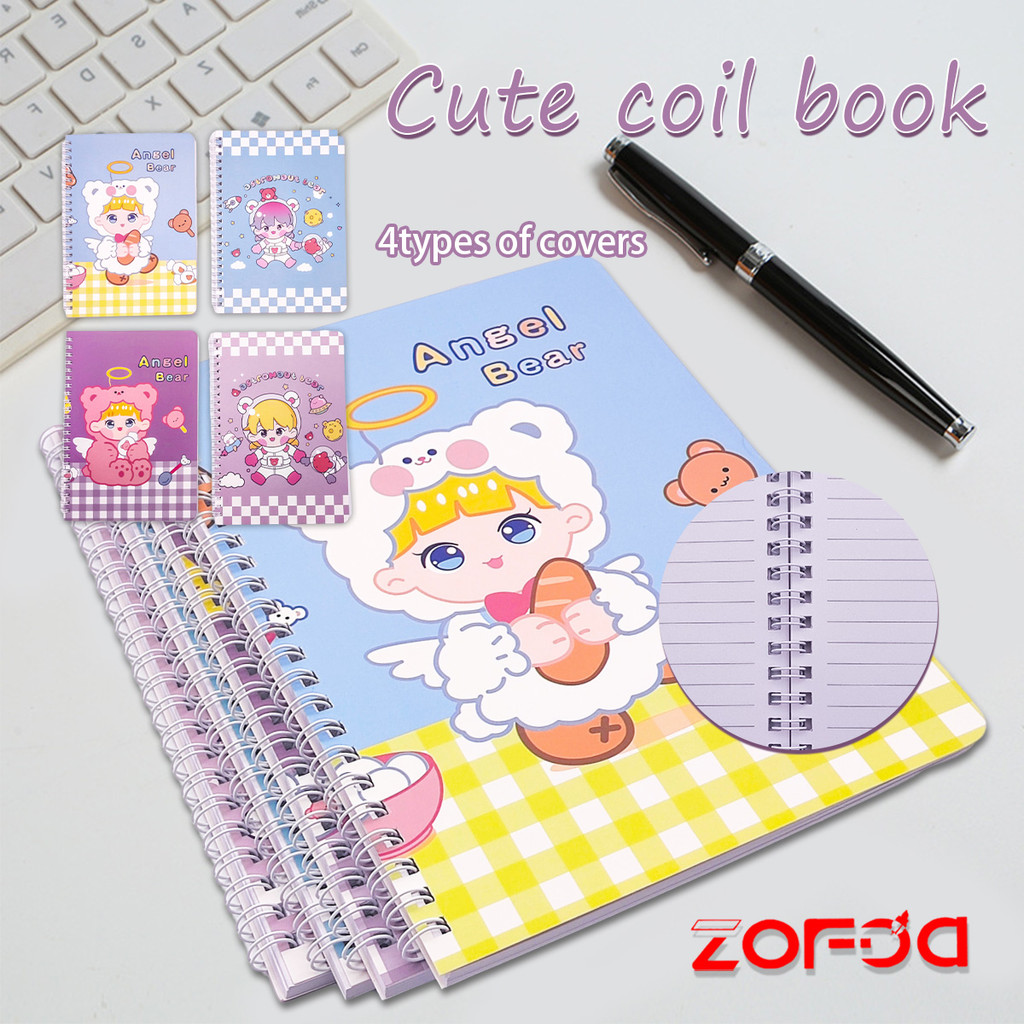 

ZOFDA Buku Diary Notebook Aesthetic Angel Bear Coil Buku Tulis Alat Kantor A5 Coil Notebook Diary Agenda 1/4PCS