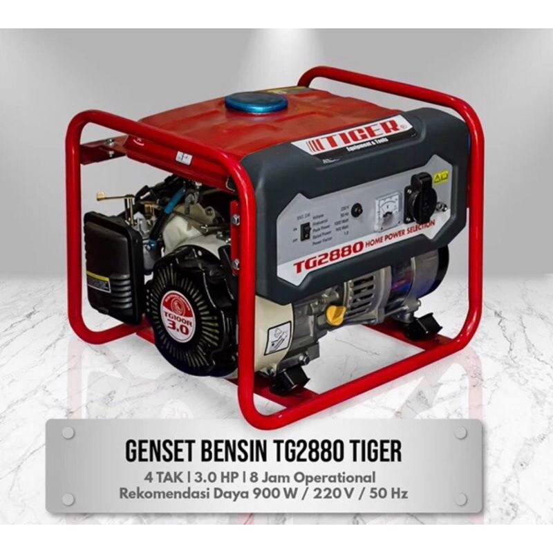 GENSET TIGER GENERATOR LISTRIK TIGER TG2880 1000WATT