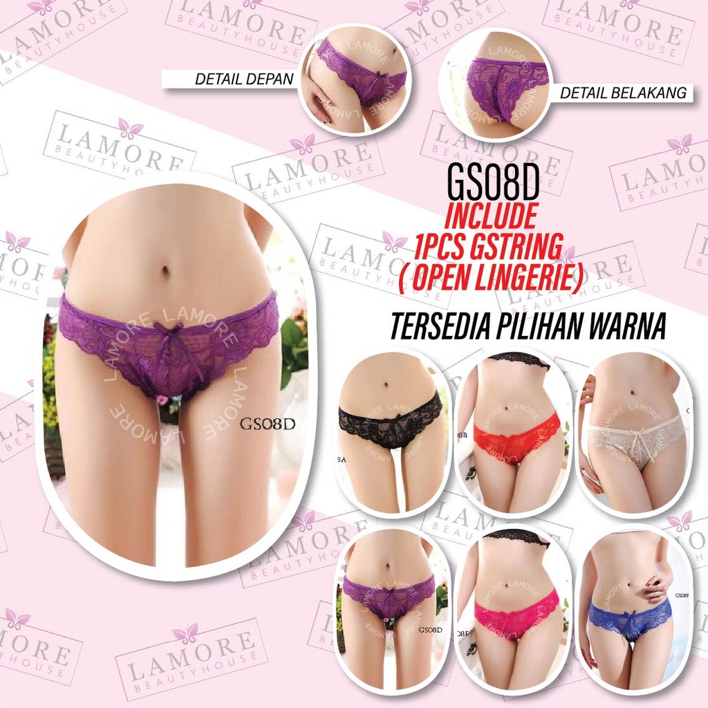 Cd G-String Wanita Underwear Lace Sexy Underwear Brokat Ungu GS08D