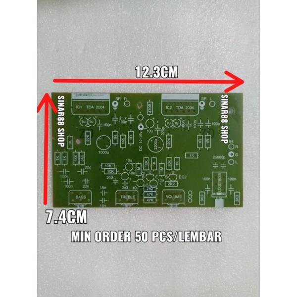 HARGA PER 50 LEMBAR/PCS/KEPING PCB AX 80 3 POTENSIO TDA 2004 2005 x 2