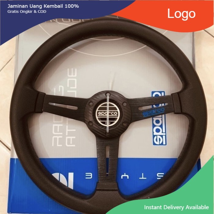 Stir setir racing mobil 13" inch inci palang 3 hitam + carbon - Sparco Tasya_Variasi_Mobil