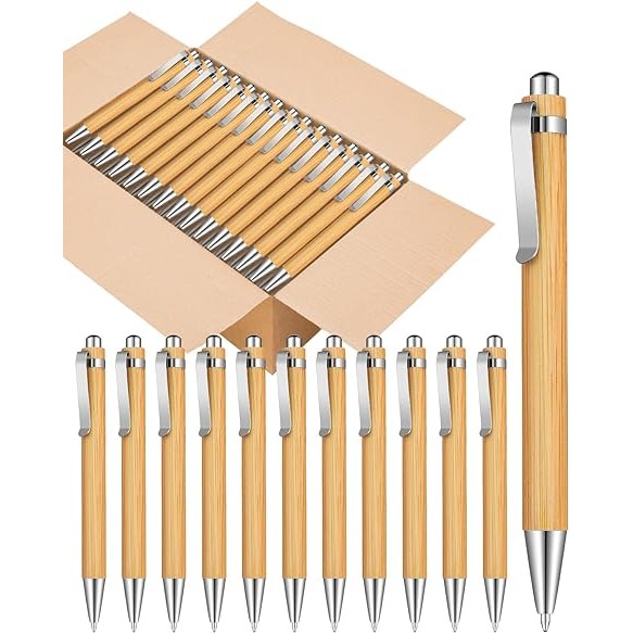 

10PCS Bamboo Ballpoint Pen Stationery Party Pens Office School Supplies Business Gifts