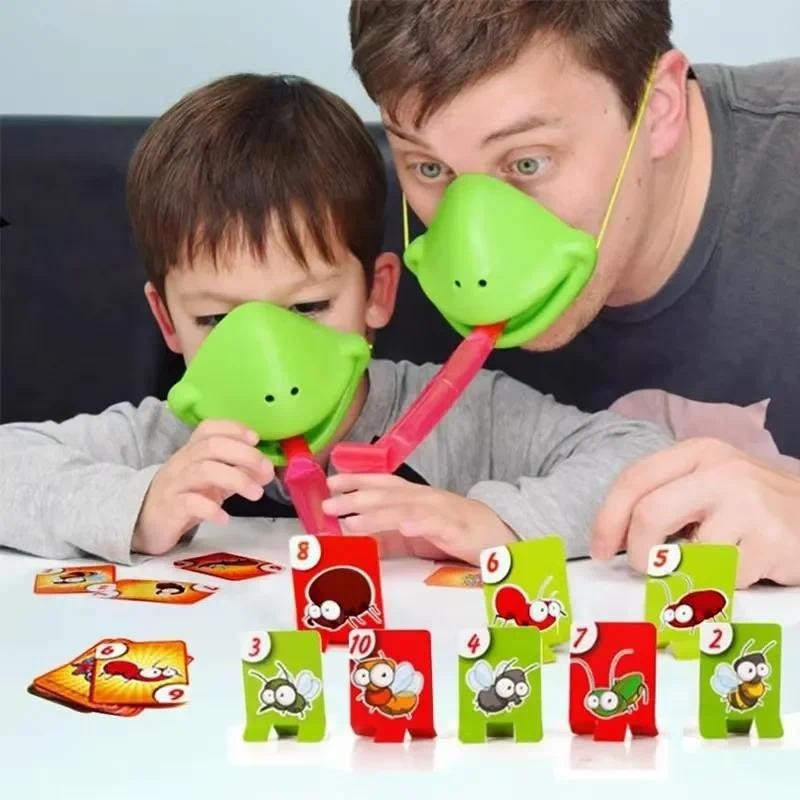 Frog Lizard Mask Wagging Tongue Lick Cards Board Games for ildren Family Party Toys Antistress Funny