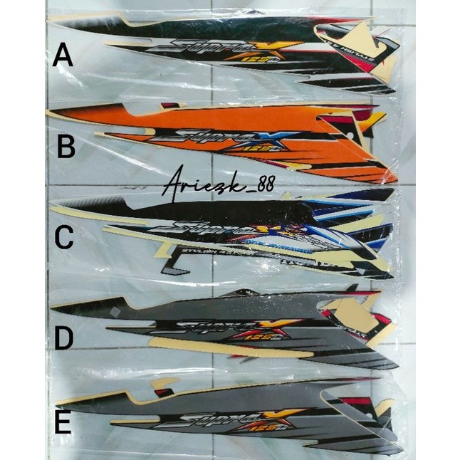 Striping Honda Supra X 125D 2005 2006 Velg Ruji Hitam Hijau Oren Putih