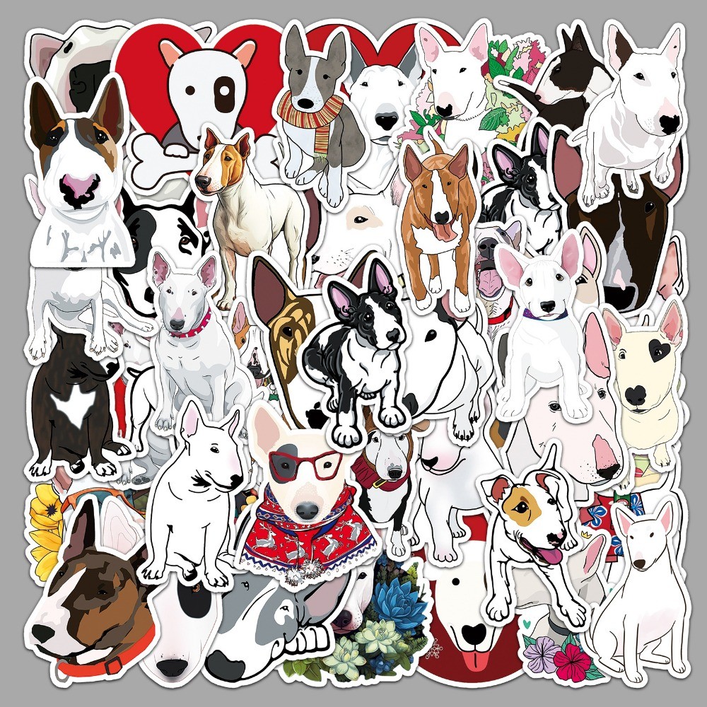 

10/50pcs Cartoon Bull Terrier Puppy Dog Funny Stickers for DIY Skateboard Notebook Guitar Notebook Fashion Sticker Decal Toys