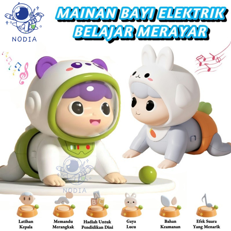 NODIA Boneka Merangkak Mainan Bayi Merangkak Mainan Bayi Merangkak Dengan Musik