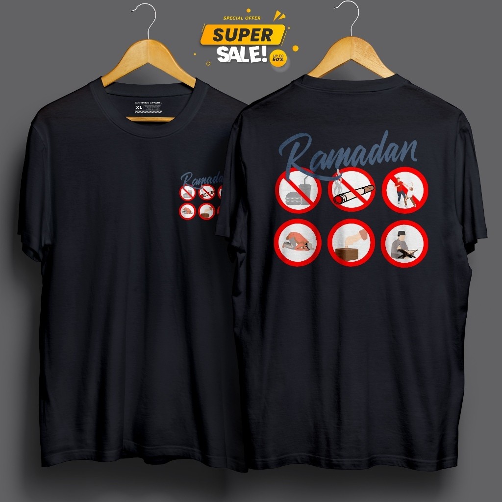 Baju Kaos Kata Kata RAMADHAN DEPAN BELAKANG VIRAL TERBARU Premium