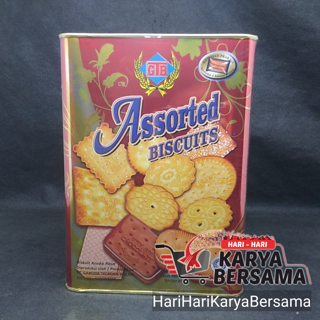 

MAKANAN RINGAN BISKUIT KALENG GTB ASSORTED BISCUITS KEMASAN PRAKTIS 650GR