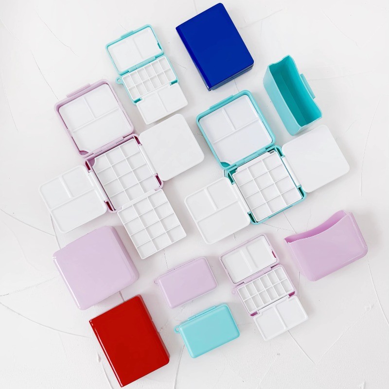 

12/24 Cells Portable Travel Watercolor Paint Box with Palette and Bucket Foldable Student Outing Sketching Painting Art Supplies