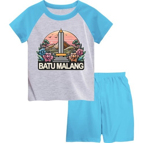 STT KIDS/BAJU SETELAN/ SETELAN KIMONO ANAK CEW/COW/GAMBAR  BATU MALANG/BAHAN TC SOFT SABLON DTF SET 