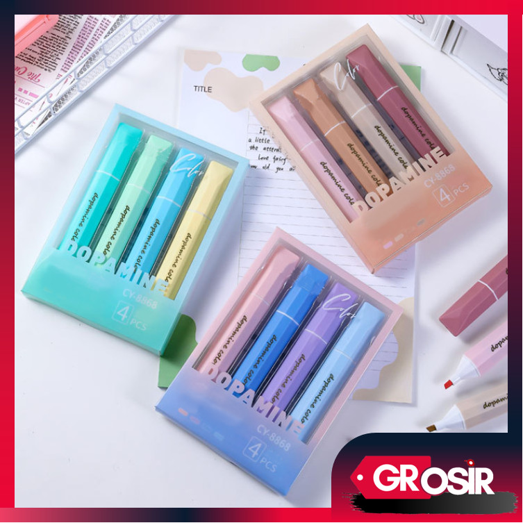 

Grosir - S6588 Set Stabilo Isi 4 PCS / Stabilo Warna Macaron Pastel / Highlighter Pen 4 in 1 / Highlighter Aesthetic / Journal Maker Pen