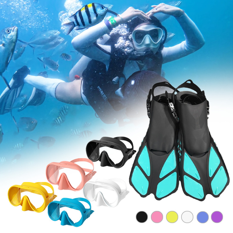 Snorkeling Set Kacamata Renang + Kaki Katak Diving Gear Professional Scuba Diving Snorkeling Set / S
