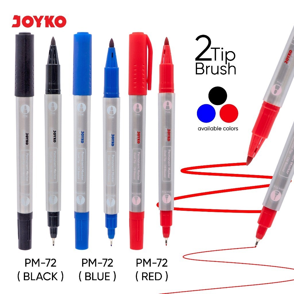 

Permanent Marker PM-72 Spidol Permanen Dual Tip Joyko