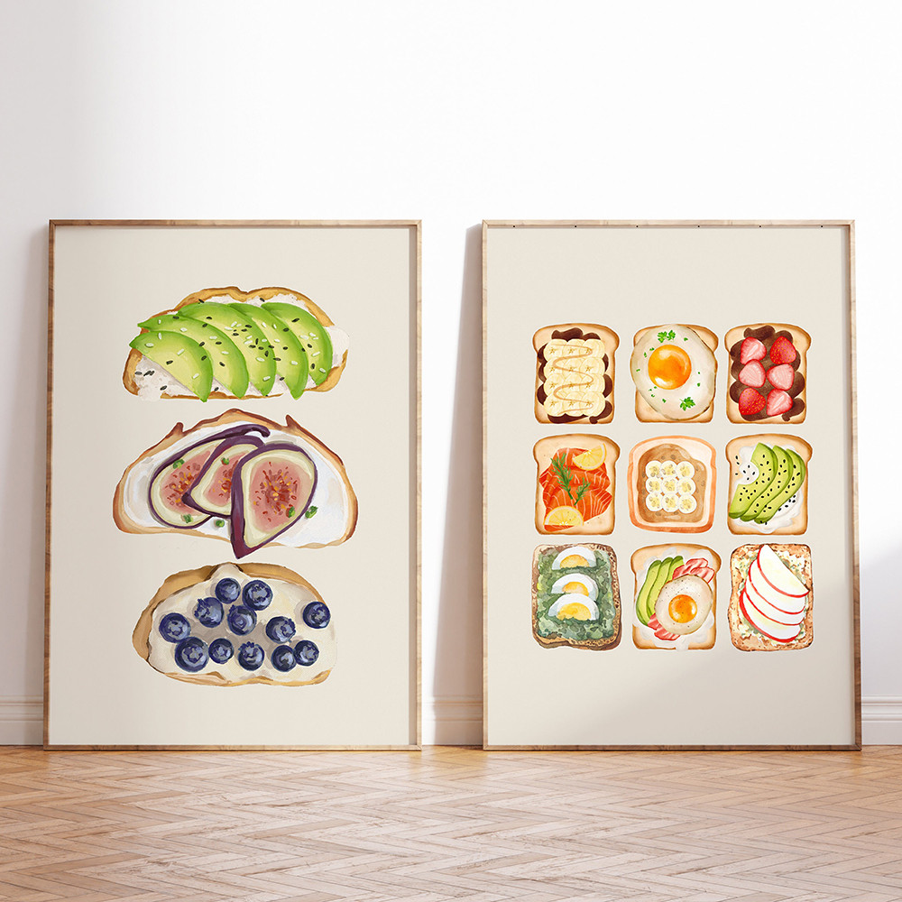 

Modern Boho Toast Poster Wall Art Print Abstract Colorful Kitchen Canvas Painting Room Home Decor Cuadros Decorative Dining room